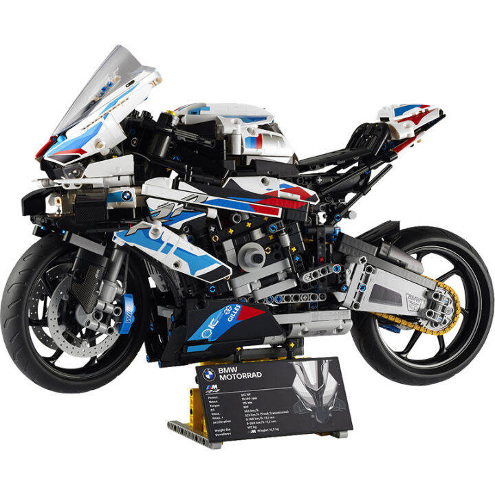 เข้ากันได้กับเลโก้-bmw-รถจักรยานยนต์-m1000rr-กลุ่มเครื่องจักรเทคโนโลยี-42130-โมเดลของเล่นบล็อกตัวต่อสำหรับเด็กผู้ชาย