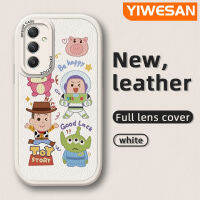 YIWESAN เคสปลอกสำหรับ Samsung A14 A34 A54 5G,เคสลายการ์ตูนตุ๊กตานักบินอวกาศรูปแบบดีไซน์ใหม่ใหม่โทรศัพท์ดีไซน์ด้านข้างดีไซน์ใหม่หนังฝาครอบ Lensa Kontak กล้องบางเคสป้องกันเคสกันกระแทก