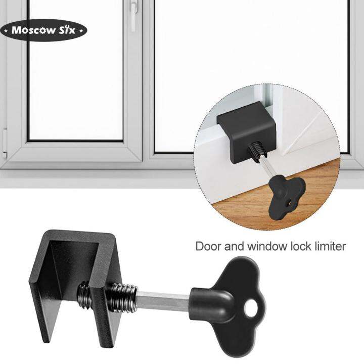 Door Window Lock Stopper Adjustable Security Window Door Lock with Key