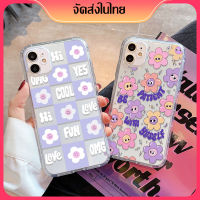 [ส่งจากไทย] INS Flowers IPhone 14 11 12 13 สีดำสดใส หลุมขนาดใหญ่ ตัวป้องกันกล้องกันกระแทก ตารางหมากรุก เรขาคณิต เรียบง่าย สไตล์ กระดานหมากรุก สำหรับ