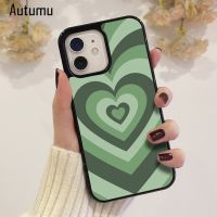 Phone Case for iPhone 12 13 14 mini X XS XR 11 Pro Max SE 2020 5 6S 7 8 Plus  Galaxy S21 S22 Sage Green Heart printed
