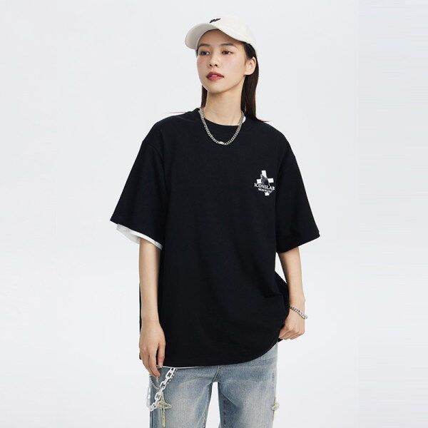 inset-style-printing-short-sleeve-summer-loose-casual-couple-t-shirt-hong-kong-style-nun