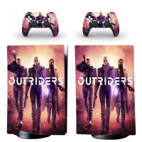 (MQ รูปแบบใหม่) Outriders PS5ฉบับดิจิตอลฝาครอบรูปลอกสติ๊กเกอร์สกินสำหรับคอนโซล PlayStation 5และ2 PS5สติ๊กเกอร์สกินกรอบและที่คลุม