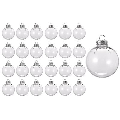 24PCS Clear Plastic Fillable Christmas Balls 8cm DIY Xmas Tree Ornament Decoration Arts Crafts