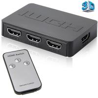 HDMI Switcher Splitter HDMI Splitter 3 พอร์ต HUB กล่องสวิทช์อัตโนมัติ 3 in 1 ออก Switcher 1080 จุด HD ที่มีการควบคุมระยะไกลสำหรับ XBOX360 PS3 HDTV โปรเจคเตอร์