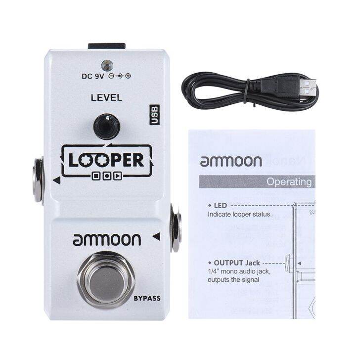 ammoon-ap-09-nano-loop-กีต้าร์ไฟฟ้าลูปเปอร์ปิ๊กกีตาร์เอฟเฟ็กต์-true-bypass-unlimited-overdubs-10นาทีแพดเดิลกีตาร์การบันทึก