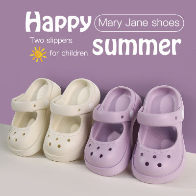New style รองเท้าแตะเด็ก Mary Jane ใช้ในบ้านฤดูร้อนกันลื่นแพลตฟอร์มปิดหัวรองเท้าแตะใส่ด้านนอกรองเท้ารู diy ขายส่งอุปกรณ์เสริม