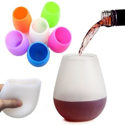 【CW】¤  Food Grade Silicone Wine Cup Shatterproof Camping Color Soft Cups