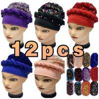 【YF】 Wholesale Order Elegant Sequined Turban Hat Women Cap Beaded For India Scarfs Head Wrap Headband Girl Hair Accessories Lady