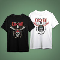 เสื้อยืดคอกลม สกรีนลาย AMERICAN CUSTOM แขนสั้น  ผ้า COTTON 100%