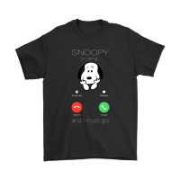 classic NEW Fashion Graphic Mens Short Sleeve T-Shirt Black Snoopy Is Calling And I Must Go Incoming Call T-Shirts Funny t-shirt Fathers Day Mothers Day Gift