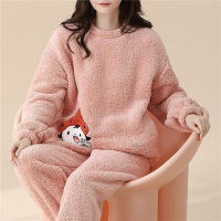 Warm Flannel Pajamas Set For Women Thick Coral Velvet Long Sleeve Pyjamas Sets Nightgown Pijama Suit Mujer Female Homewear Pjs