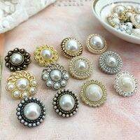 Vintage Metal Buttons For Needlework Rhinestone Pearl Decorative Clothing Handicraft Garments Replace Diy Supply 10pcs/lot Sale