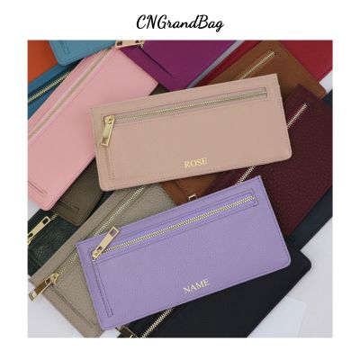 【CC】 Letters Pebble Pattern Leather Womens Ultra-Thin Wallet Coin Purse  Credit Card