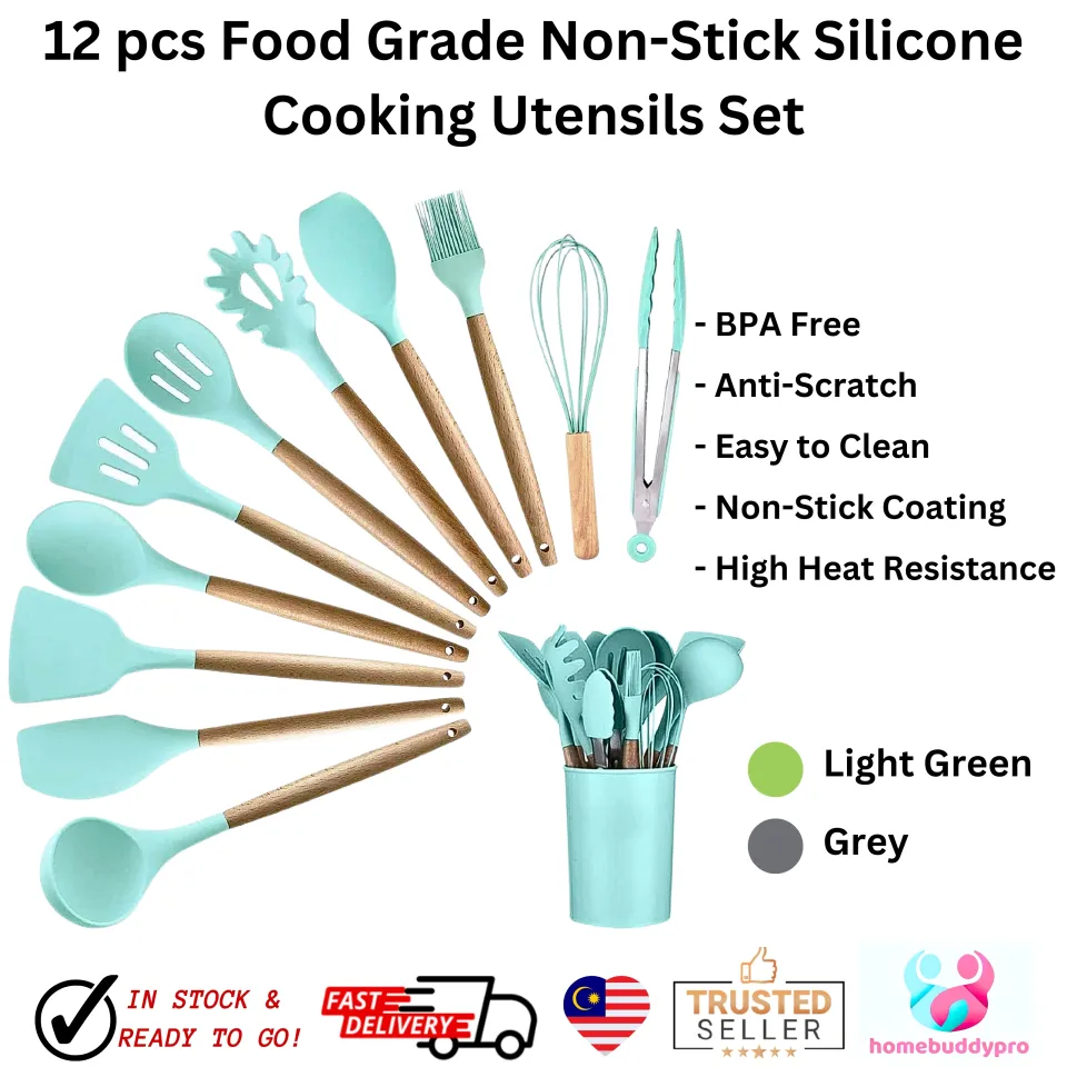 Silicone Kitchen Utensils Set, Heat Resistant Cooking Utensils Set For  Non-stick Pans, Silicone Kitchen Spatula And Spoon With Wooden Handle,  Whisk, Oil Brush, Pasta Spoon, Food Clip, Kitchen Accessories, Kitchen  Supplies, Ready