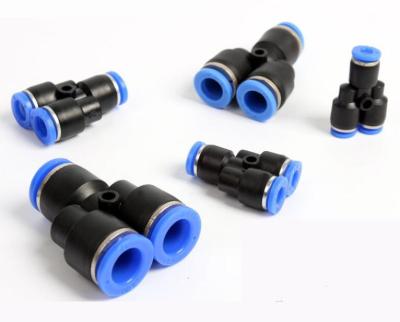 QDLJ-100pcs "y" Pneumatic Connector Tee Union Push In Fitting For Air Pipe Joint Od 4 6 8 10 12mm Py4 Py6 Py8 Py10 Py12 Py16