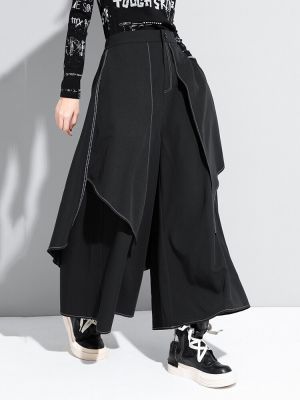 XITAO Pants Black Fake Women Loose Wide Leg Pants