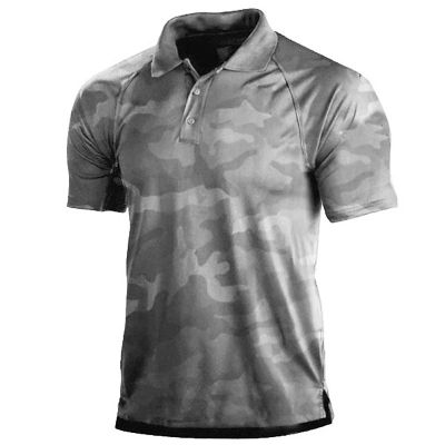 เสื้อโปโลลายพรางสำหรับผู้ชายเสื้อผ้าผู้ชายเสื้อยืดทหารเล่นกีฬาสำหรับผู้ชายแขนลำลองขาสั้นฤดูร้อน
