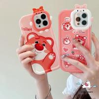 เคสโทรศัพท์มือถือแบบนิ่ม ลายการ์ตูนหมี สตรอเบอร์รี่ โบว์ น่ารัก สําหรับ iPhone 14 13 12 8 7 6s 6 XR XS X 2020