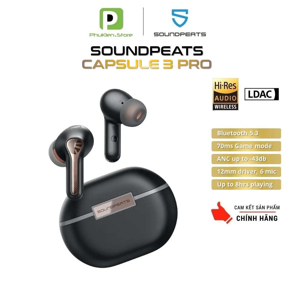 SoundPEATS Capsule3 Pro LDAC Bluetooth Earbuds 42dB Hybrid, 56% OFF