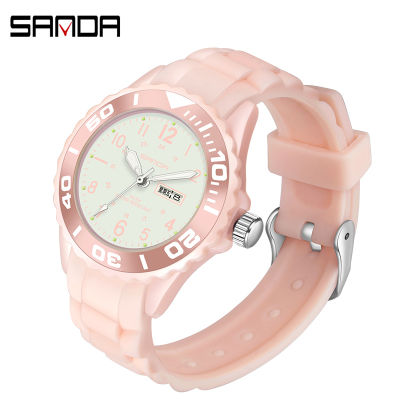 Fashion Ladies SANDA Womens Quartz Watches Big Numbers Simple 50M Waterproof Sports Watch Date Thin Analog Clock zegarek damski