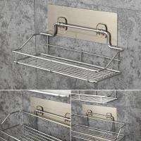 D2 Stainless Steel Bathroom Storage Shelf Punch-Free Kitchen Bathroom Toilet Wall Hanging Storage Rack bathroom accessories sets