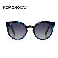 KOMONO Lulu Midnight Tortoise แว่นกันแดดทรงกลมตาแมว สีฟ้ามิทไทน์