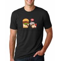 Fashion Popular Funny Pugs Burger Pugs stack mujer manga largaanimal hamburger king เสื้อยืดลําลองสําหรับผู้ชายแขนสั้นคลาสสิคพิมพ์ลาย