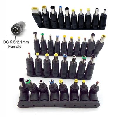 ；【‘； Universal 5.5X2.1Mm DC Female To Male AC Power Plug Supply Adapter Tips Connector Kits For Thinkpad Laptop Jack Sets Right Angle