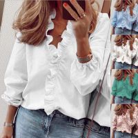 ◄  Women Ruffle Floral Letter Print T-shirts Summer V Neck Short Sleeve Loose Tee Tops Oversized S-5XL BKL-2016