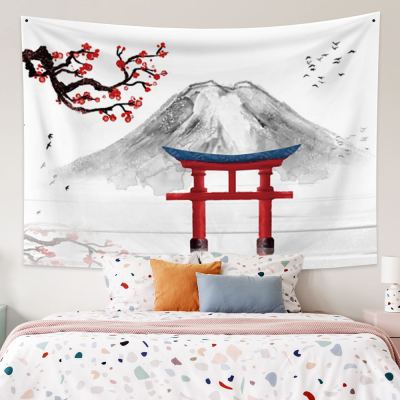 【cw】Chinese Landscape Ink Printing Japan Fuji Mount Tapestry Art Aesthetic Wall Hanging Blanket Living Room Home Decor Tapestries