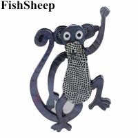 FishSheep Acrylic Monkey Brooches Cartoon Cute Animals Brooches Pins For Women Kids Fashion Clothes Accessories New Year Gifts