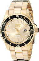 Invicta Mens Pro Diver Quartz Watch with Stainless Steel Strap, Gold, 22 (Model: 30025)