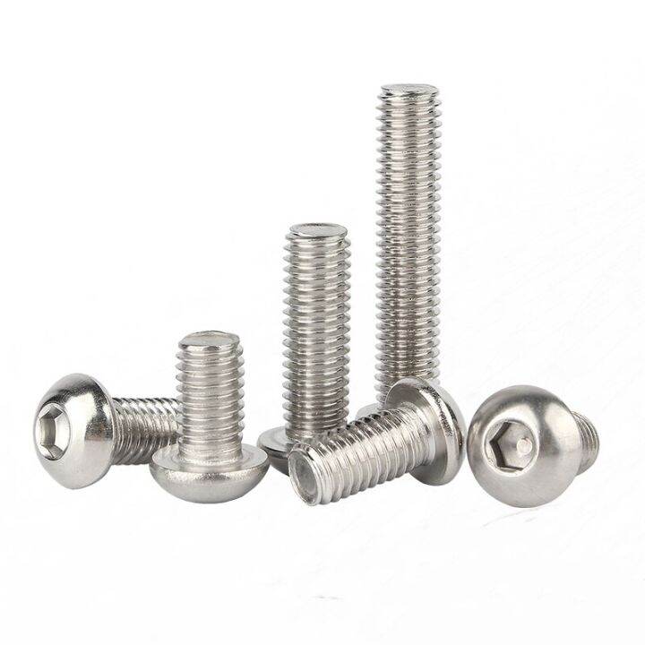 din7380-m2-m3-m4-m5-m6-m8-m10-m12-304-stainless-steel-round-pan-head-hex-hexagon-socket-screw-mushroom-button-head-allen-bolts-nails-screws-fasteners