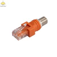 หัวแปลงอะแดปเตอร์ตัวผู้ไปยังสายไฟคอมพิวเตอร์ RJ45ตัวเชื่อมต่อสายเคเบิลสายโคแอกซ์สีส้มคุณภาพสูงสำหรับหัวแปลงสำหรับตัวผู้เป็นตัวเมียเป็น RJ45