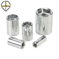 ✥﹍ M5 M6 M8 M10 M12 M16 Hexagonal Socket Nut Coupling Nut Lengthen Thicken Round Cap Column Joint Cylindrical Conversion Screw Nuts