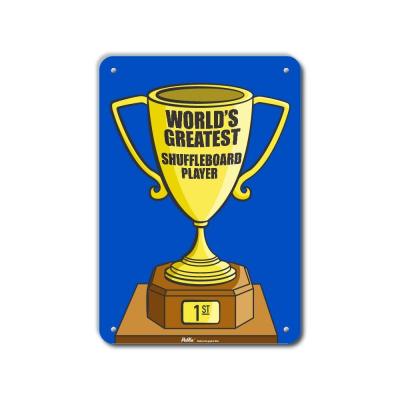 ผู้เล่น Shuffleboard โลกที่ยิ่งใหญ่ที่สุดป้ายพลาสติก X ถ้วยรางวัลสีน้ำเงิน
