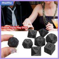 MUMU 7pcs/set Polyhedral สำหรับ TRPG DND หลายเหลี่ยมเพชรพลอย ชุดลูกเต๋าสีดำ เกมกระดาน อุปกรณ์เสริมเกม ของเล่นเพื่อความบันเทิง