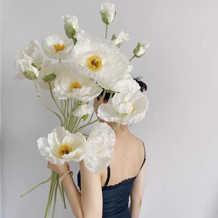 105ซม-พร็อพขนาดใหญ่ทำจากผ้าไหม-lichun-papaveraceae-ช่อดอกไม้ก้านเดี่ยวปลอมภาพดอกไม้ทำเป็นกลุ่มสวยงามประดิษฐ์