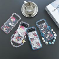 เคสโทรศัพท์กำไลข้อมือรูปกระต่ายน่ารักสำหรับ Samsung Galaxy Z Z Flip 4 3ฝาหลังใสหยักหยิกนุ่มกันกระแทก