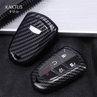 ﹍ High quality carbon fiber texture key shell key case key chain for Cadillac XT4/XT5/ATS/CT6/XT6Fashion carbon black