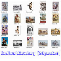 โปสเตอร์ รูปภาพ Red Indian &amp; Cowboy (มี25แบบ) ใหม่5แบบ โปสเตอร์ อินเดียนแดง คาวบอย โปสเตอร์ ติดผนัง สวยๆ poster