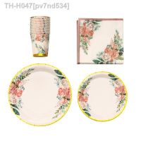 ◐◆● Floral printing Disposable tableware Tea party supplies paper plate cup wedding decoration baby shower kids birthday party deco