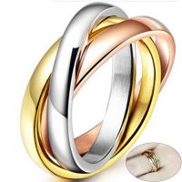 ⊙✴ Love Faith Hope Triple Interlocked Engagement Rings for Women Stainless Steel Wedding Promise Gift