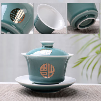 ขั้นสูง Obsidian ชา Tureen 150Ml Kung Fu ชาชาม Porcelain Gaiwan มือทาสี Shen Puer Chawanmushi ชามพร้อมฝาปิด Gai Wan