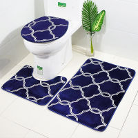 Bath Mat 3 pcsSet Classical Pattern Toilet Cover Foot Pad Non-slip Absorbent Bathroom Door Mat Flannel Soft Bathr Rug Carpet
