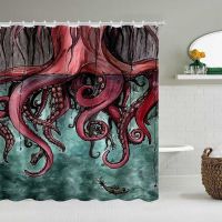 Ocean Cartoon Octopus Printing Design Shower Curtains Waterproof Polyester Curtain For The Bathroom Set With Hooks 180 x 200cm