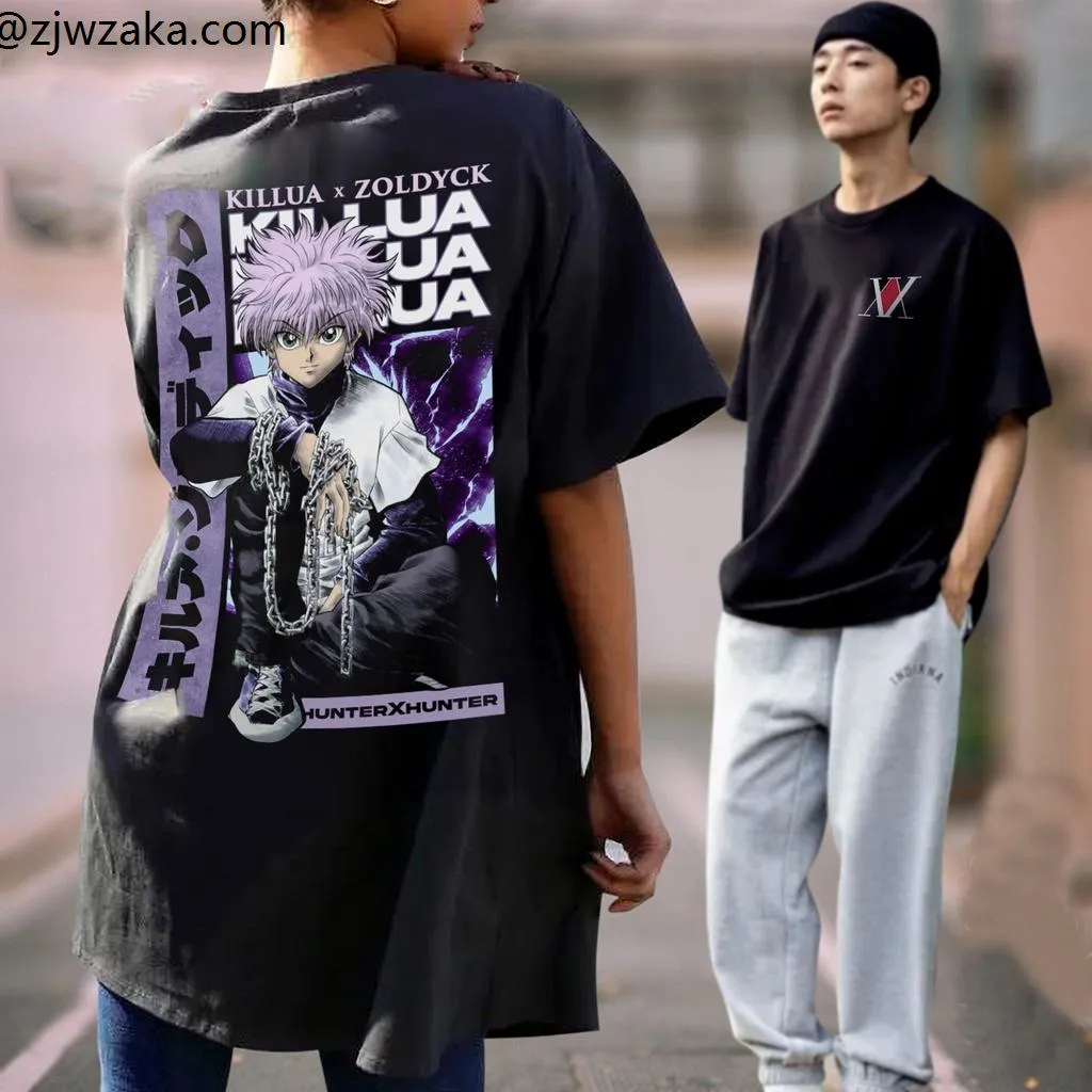 Trendy Fashion Casual Anime Graphic tees Unisex white oversize streetwear t  shirt Killua OP2 | Lazada PH