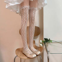 Lolita Lace Frilly ถุงน่องผู้หญิง JK เข่าถุงเท้าหญิงโปร่งใสบางถุงเท้ายาวแน่นฤดูร้อนชุด Calcetine Medias