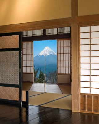 Mount Fuji Wooden Door Japanese Door Curtain Bedroom Partition Drapes Kitchen Entrance Hanging Half-Curtains